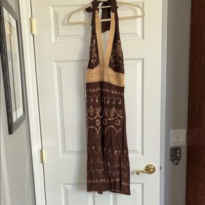 VENUS Chocolate and Cream Halter Dress